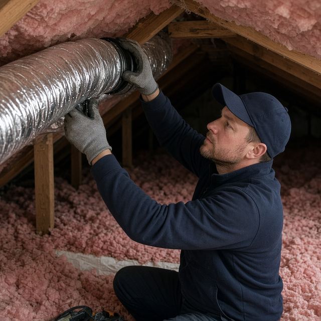 Attic ducts and insulation work